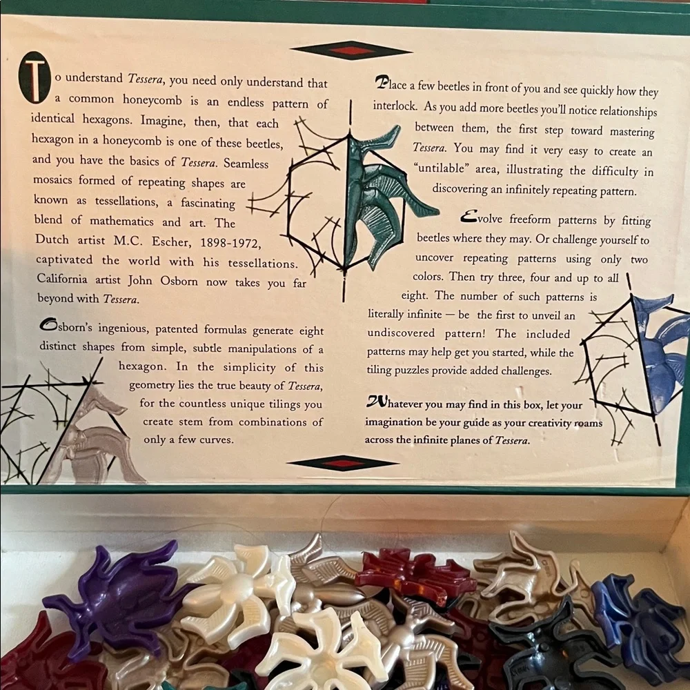 Vintage ‘96 Tessera perpetual puzzle interlocking beetles Age 6+ in box 39 bugs